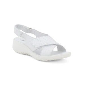 ENVAL SOFT White Made In Italy Leather Comfort Multi Band Platform Sandals
